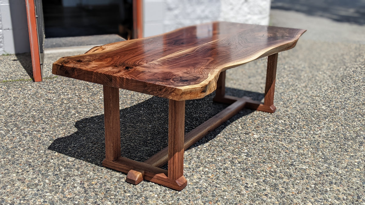 Black walnut live store edge coffee table