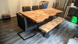 Live Edge Mappa Burl Dining Table & Bench
