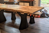 Live Edge Mappa Burl Dining Table & Bench
