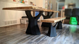 Live Edge Mappa Burl Dining Table & Bench