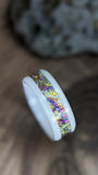 White Ceramic Band with Titanium Burl Dichrolam