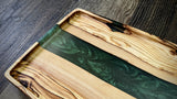 Rectangle Olive Wood Tray with Green Epoxy