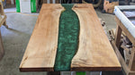 Curly Maple and Green Epoxy River Table