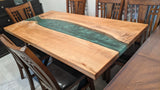 Curly Maple and Green Epoxy River Table