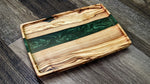 Rectangle Olive Wood Tray with Green Epoxy