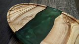 Oval Olive Wood Tray with Green Epoxy